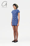 YANYAN KNITS 24 Autumn and Winter Short Sleeve Dress YYK-YYW24-0022-LAN Blue